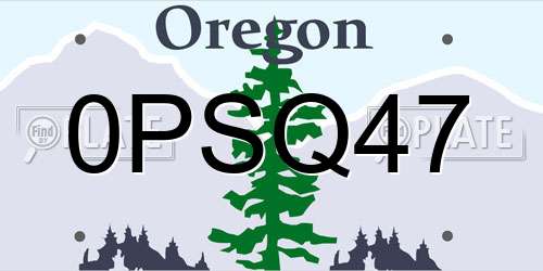 0PSQ47 Oregon License Plate