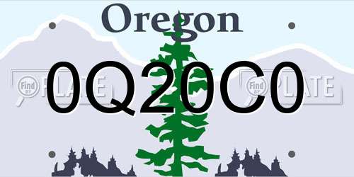 0Q20C0 Oregon License Plate