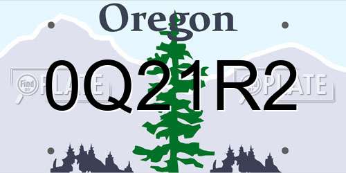 0Q21R2 Oregon License Plate