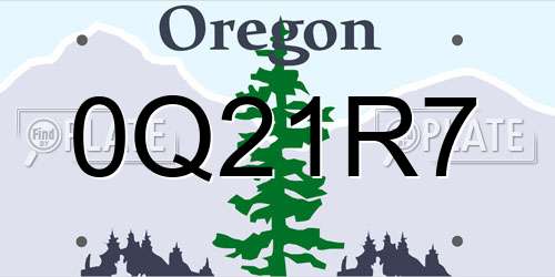 0Q21R7 Oregon License Plate