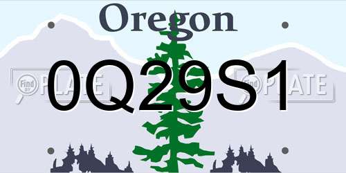0Q29S1 Oregon License Plate