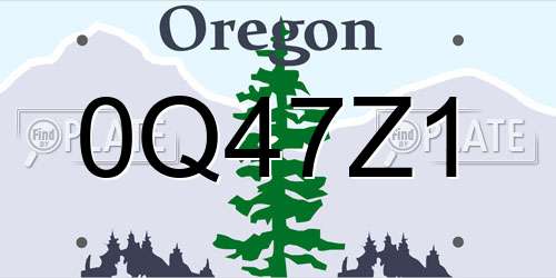 0Q47Z1 Oregon License Plate