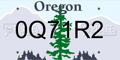 0Q71R2 Oregon License Plate