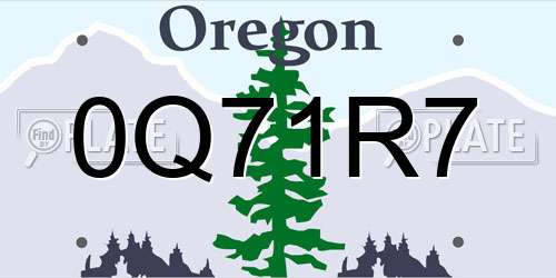 0Q71R7 Oregon License Plate