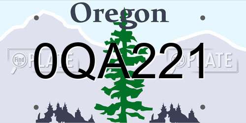 0QA221 Oregon License Plate