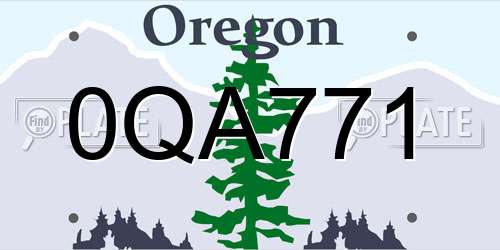 0QA771 Oregon License Plate