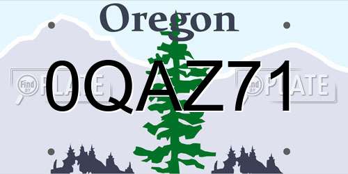 0QAZ71 Oregon License Plate