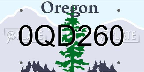 0QD260 Oregon License Plate