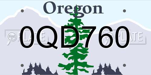 0QD760 Oregon License Plate