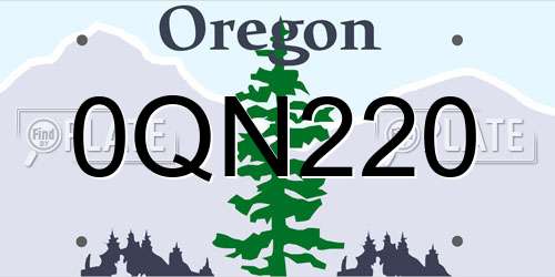 0QN220 Oregon License Plate