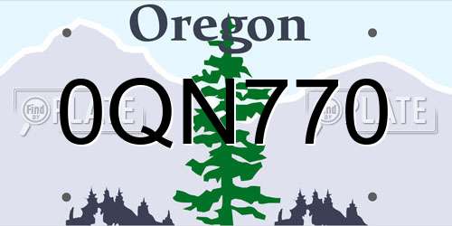 0QN770 Oregon License Plate