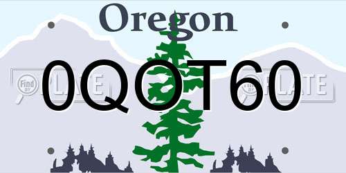 0QOT60 Oregon License Plate