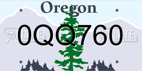 0QQ760 Oregon License Plate