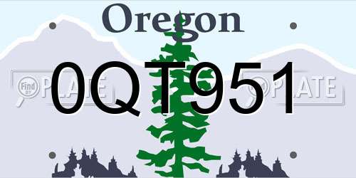 0QT951 Oregon License Plate