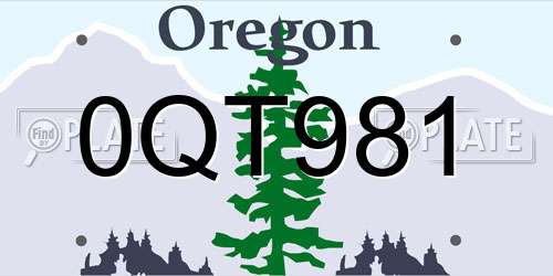 0QT981 Oregon License Plate
