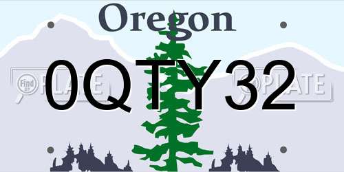 0QTY32 Oregon License Plate