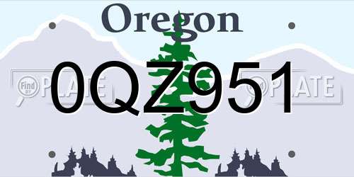 0QZ951 Oregon License Plate