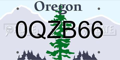 0QZB66 Oregon License Plate