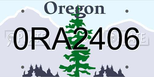 0RA2406 Oregon License Plate