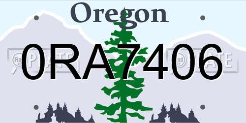 0RA7406 Oregon License Plate