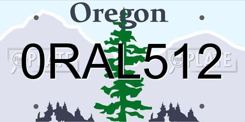 0RAL512 Oregon License Plate