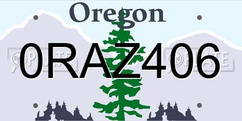 0RAZ406 Oregon License Plate
