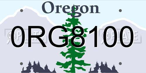 0RG8100 Oregon License Plate