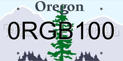 0RGB100 Oregon License Plate