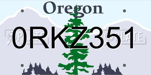 0RKZ351 Oregon License Plate