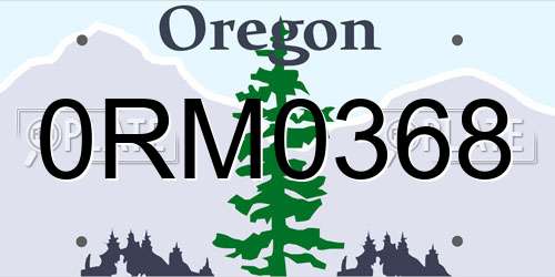 0RM0368 Oregon License Plate