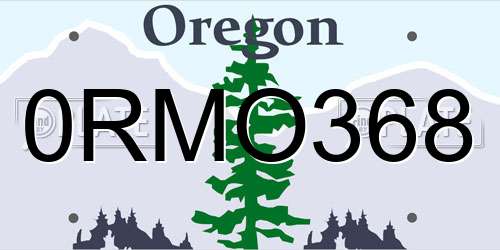 0RMO368 Oregon License Plate