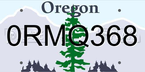 0RMQ368 Oregon License Plate