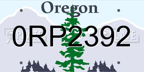 0RP2392 Oregon License Plate