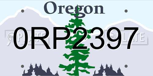 0RP2397 Oregon License Plate