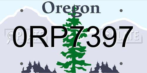 0RP7397 Oregon License Plate