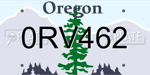 0RV462 Oregon License Plate