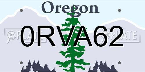 0RVA62 Oregon License Plate