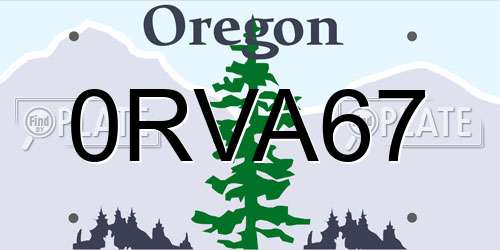 0RVA67 Oregon License Plate