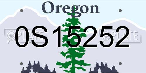 0S15252 Oregon License Plate
