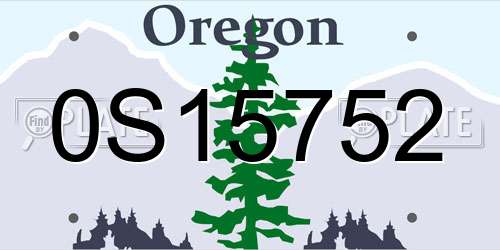 0S15752 Oregon License Plate