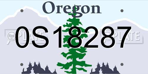 0S18287 Oregon License Plate