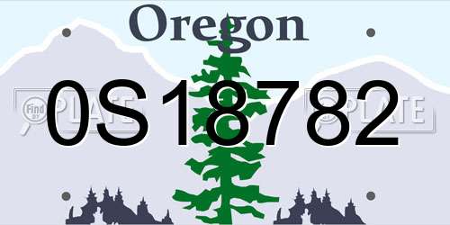 0S18782 Oregon License Plate