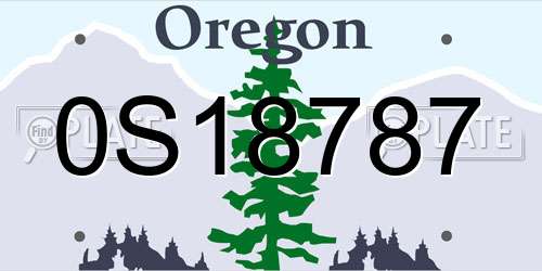 0S18787 Oregon License Plate