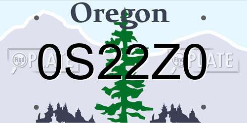 0S22Z0 Oregon License Plate