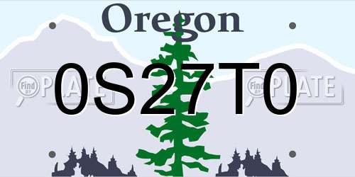 0S27T0 Oregon License Plate