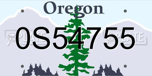 0S54755 Oregon License Plate