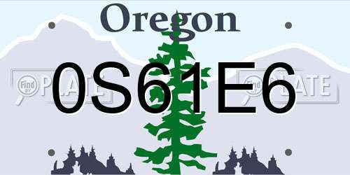 0S61E6 Oregon License Plate