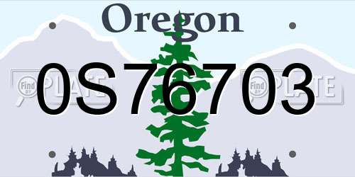 0S76703 Oregon License Plate