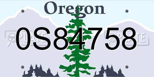 0S84758 Oregon License Plate
