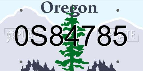 0S84785 Oregon License Plate